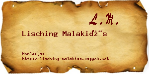 Lisching Malakiás névjegykártya
